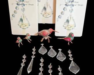 Add some Sparkle Mosaic Mirror Birds, Trinket Box Crystal Chandelier Prisms