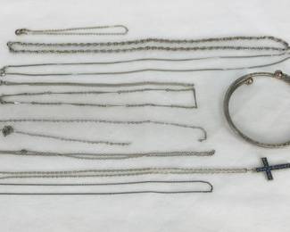 Silver Tone Chains and Bracelet