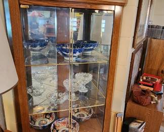 Corner cabinet, vintage glassware