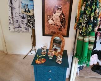 Owl decor, end table, 