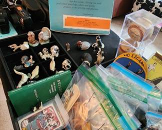 A few vintage baseball cards, ephemera, miniatures
