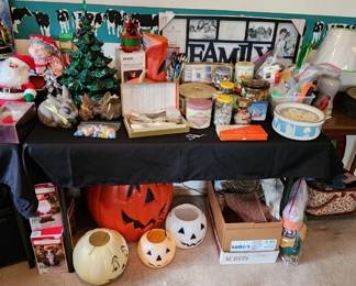 Halloween and Christmas Decor, Sewing notions, buttons, Ceramic Tree