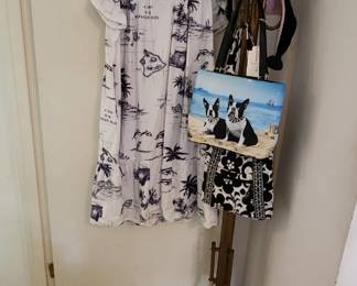 Hat tree, handbags, vacation wear
