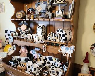 Cow collection, vintage hutch