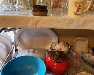 Glassware, Vintage Turquoise Fiesta Footed Salad Bowl & Chop Plate