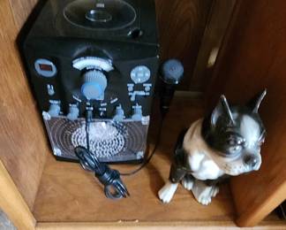 Karaoke machine, Ceramic Boston Terrior figurine