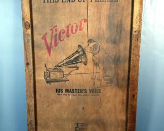 "Victor His Master's Voice" Wooden Shipping Crate Panel 