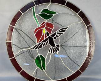 Stained Glass Hummingbird Wall Decor, 20" Diameter