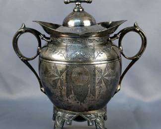 Rogers Smith & Co. Silver Plated Covered Serving Vessel And Goblets, Qty 3