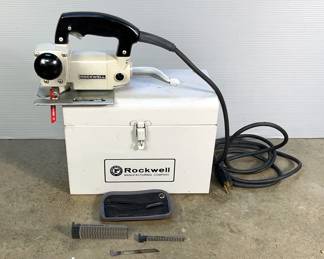 Rockwell Model 548 Bayonet Saw, Includes Extra Blades, In Metal Carry Case, Powers On 