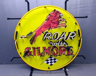 "Roar With Gilmore" Lighted Neon Gasoline Sign, Approx 24", Powers On