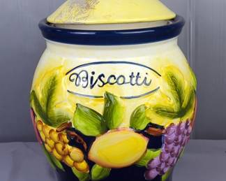  Nonni's Hand Painted Ceramic Biscotti Jar 