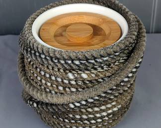  Pfaltzgraff Sedona And Belle & Maison Rope Wrapped Stoneware Canisters, 5" And 6" Tall