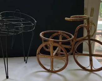 Plant Stands, Bamboo Bicycle and Metal