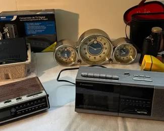 TV Converter, Binolux Binoculars, Radios, Clock