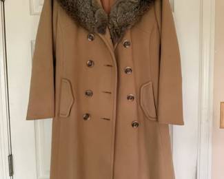 Vintage Cashmere Coat with Rabbit Fur Collar