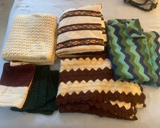 Neutral Toned, HandCrocheted Blankets Pieces