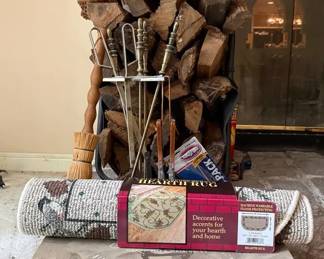 Fire Place Tools, Wood and Wood Stand