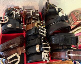 Assortment of leather belts 
