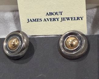 Vintage James Avery Gold and Sterling Round pierced Earrings
