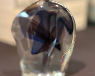 Peet Robison Art Glass Paperweight Purple Swirl Signed