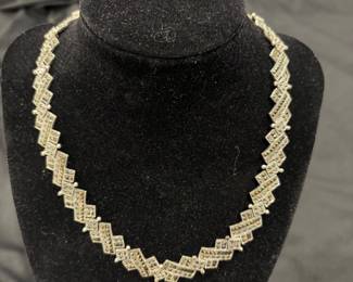 Vintage sterling Silver Marcasite necklace and bracelet