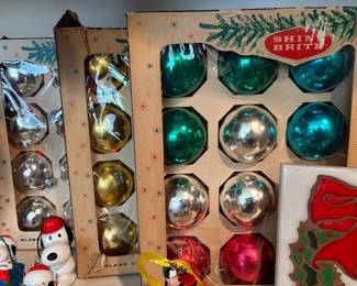 Vintage Shiney Brite American Made Glass Ornaments in Original Boxes