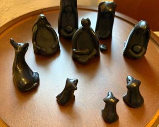 Linda Askan Miniature Black Pottery Nativity Santa Clara Pueblo