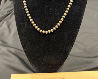 Vintage Native American Navajo Pearl beads sterling Silver from renowned jewelry store Packards on the plaza