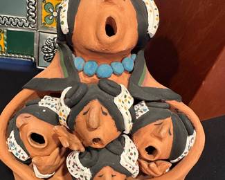 Vintage Juan Sandoval Taos Pueblo Story Teller Pottery Signed