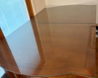 Glass top and wooden MCM dining table