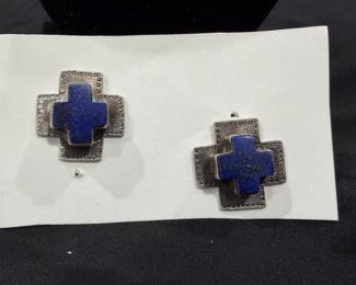 Blue Lapis Vintage Cross earrings