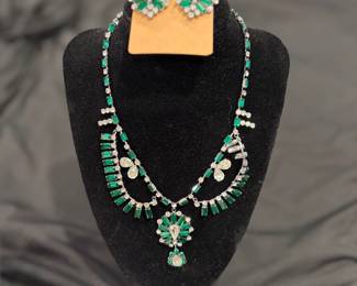Vintage Nita Ambani inspired Emerald Green Costume Jewelry necklace and earrings