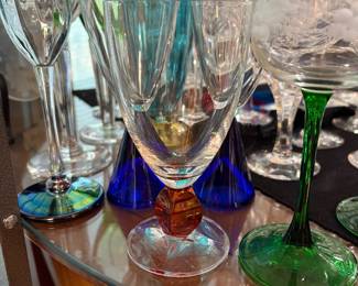Assortment of Hand Blown Crystal Glasses 