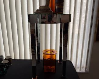 Mirrored end table & 2 Amber Blinko pieces