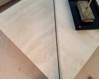 Modern tiered travertine coffee table
