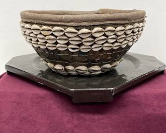 Vintage Handmade HAUSA Tribal Basket From Nigeria With Metal Base