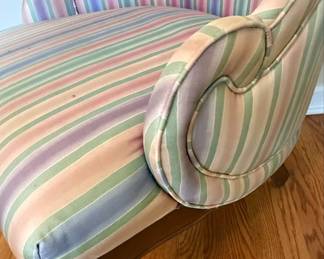 Queen Anne Style Striped Armchair