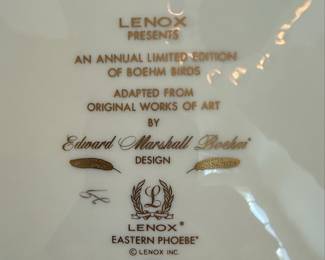 Lenox Presents Annual Limited Edition of Boehm Birds "Eastern Phoebe" Plate