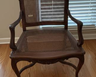 Louis XV Style Carved Cane Back Armchair