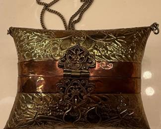 Embossed Brass and Copper Pillow Purse