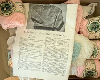 Lion Brand Yarns Zephyr Baby Wool Knitting Yarn Lot with Bernat Baby Wool Pattern