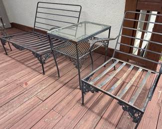 Woodard Grapevine Design Wrought Iron Chaise Lounge and Seating Set