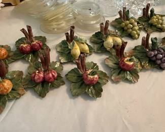 Porcelain Fruit and Leaf Wall Appliqués