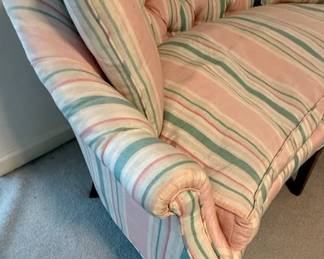 Victorian Style Striped Camelback Loveseat