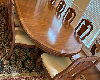 Dining Table with Banded Inlay and Claw Feet