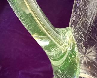Etched Starburst Pattern Glass Pitcher