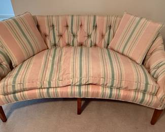 Victorian Style Striped Camelback Loveseat