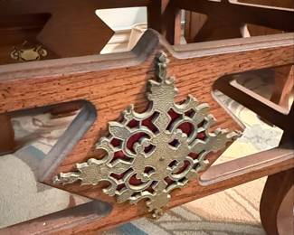 Arts and Crafts Oak Side Table with Metal Inlays