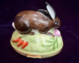 Tiffany Limoges France Porcelain Bunny Trinket Box